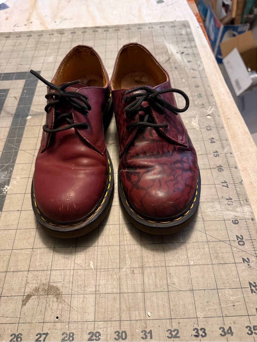 Dr. Martens Burgundy Leather 3-Eye Oxford Shoes